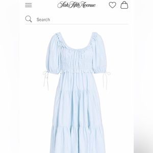 En Saison Blue midi puff sleeve dress